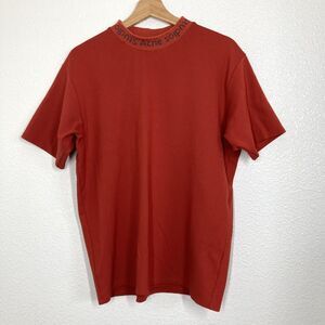 Acne Studios Shirt Mens Large Red NAVID Mock Neck Logo Collar Designer Tee